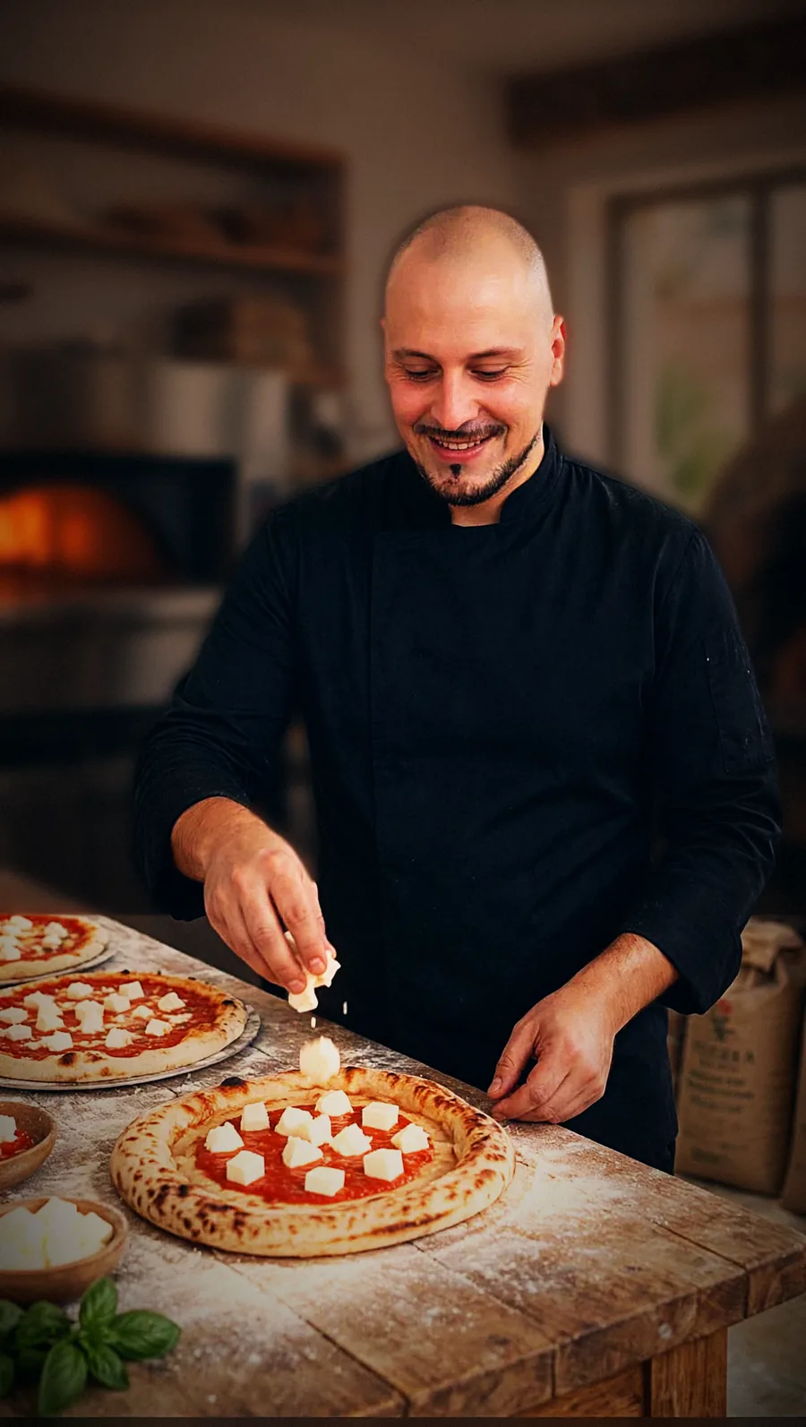 Federico aggiunge la mozzarella